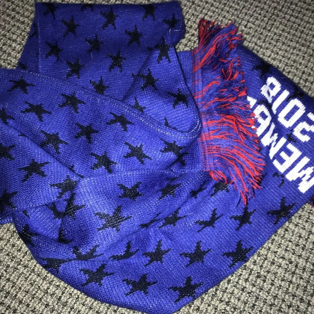 USA Soccer Team Member 2018 Fringe Knit Scarf Blue Stars Ruffneck NWT‎